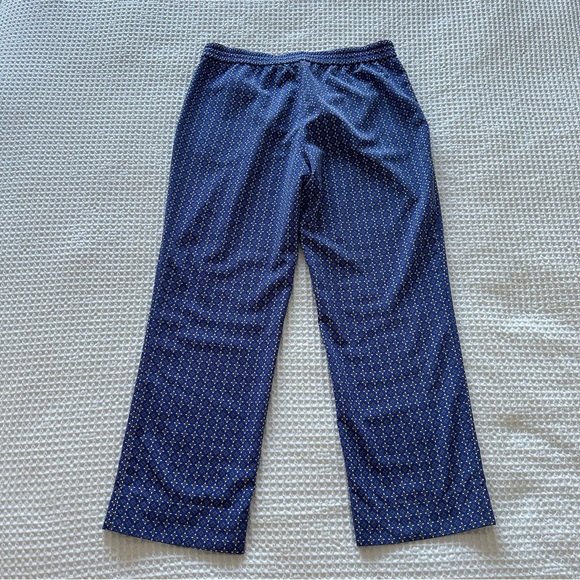 Talbots Womens Blue Floral Trouser Pants Pull On Elastic Waist Straight Leg - Picture 3 of 8